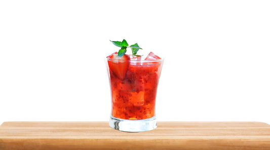 strawberry rhubarb mash-up cocktail recipe of the earth farm distillery